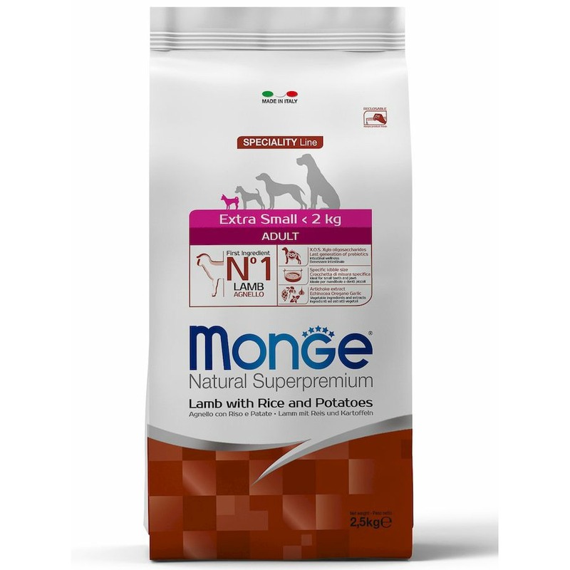 Monge Dog Speciality Extra Small полнорационный сухой корм для собак миниатюрных пород, с ягненком, рисом и картофелем