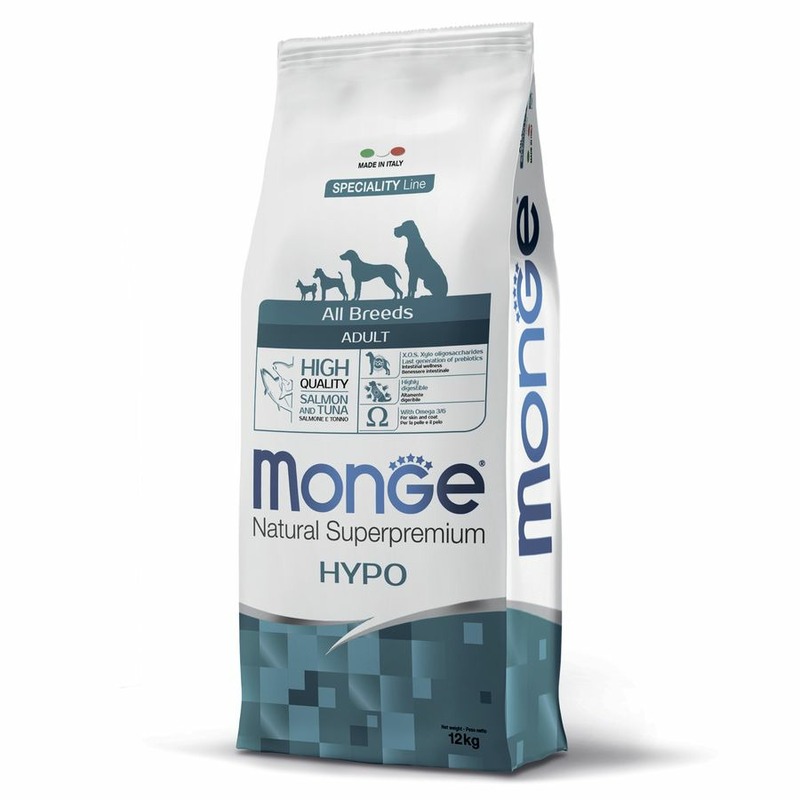 Monge Dog Speciality Hypoallergenic полнорационный сухой корм для собак, гипоаллергенный, с лососем и тунцом gina dog hypoallergenic сухой корм для собак гипоаллергенный с индейкой уткой и тунцом 1 кг