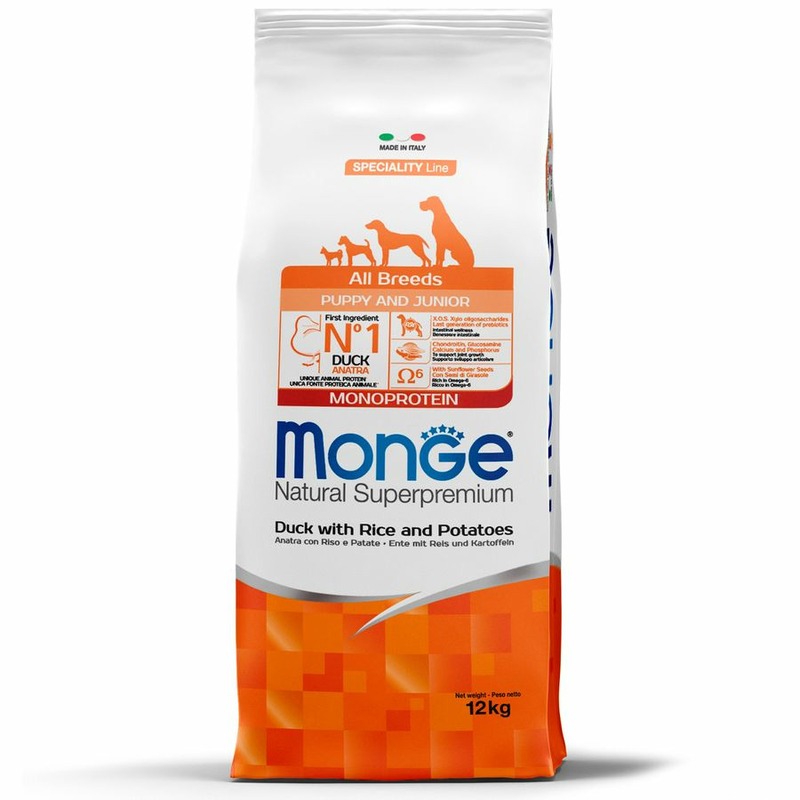 Monge Dog Speciality Line Monoprotein полнорационный сухой корм для щенков, с уткой, рисом и картофелем 48770