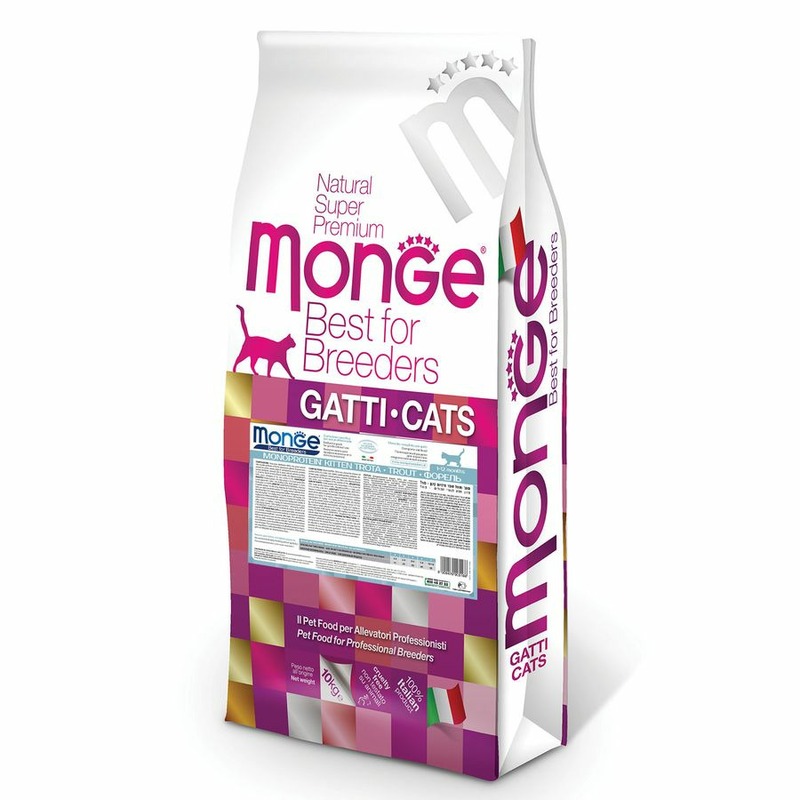 Monge Cat PFB Speciality Line Monoprotein полнорационный сухой корм для котят и беременных кошек, с форелью - 10 кг monge speciality monoprotein puppy