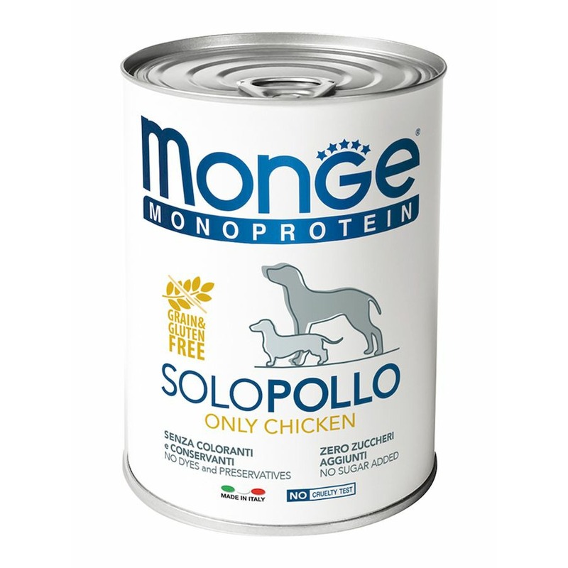 Monge Dog Monoprotein Solo полнорационный влажный корм для собак, беззерновой, паштет с курицей, в консервах - 400 г корм для собак monge dog monoproteico solo паштет из тунца конс 400г