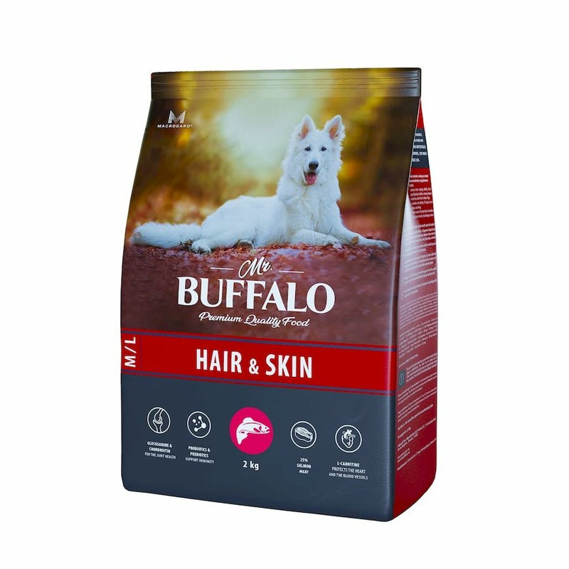 Mr. Buffalo Hair & Skin Care полнорационный сухой корм для собак для здоровой кожи и красивой шерсти, с лососем mr buffalo mr buffalo паучи для кошек для кожи и шерсти лосось в соусе 85 г