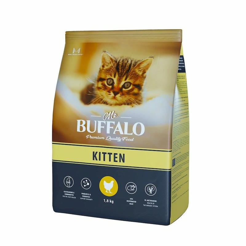 Mr. Buffalo Kitten полнорационный сухой корм для котят, с курицей - 1,8 кг mr buffalo mr buffalo паучи для котят нежный цыпленок в соусе 85 г