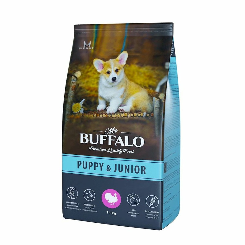 Mr. Buffalo Puppy & Junior полнорационный сухой корм для щенков и юниоров, с индейкой цена и фото