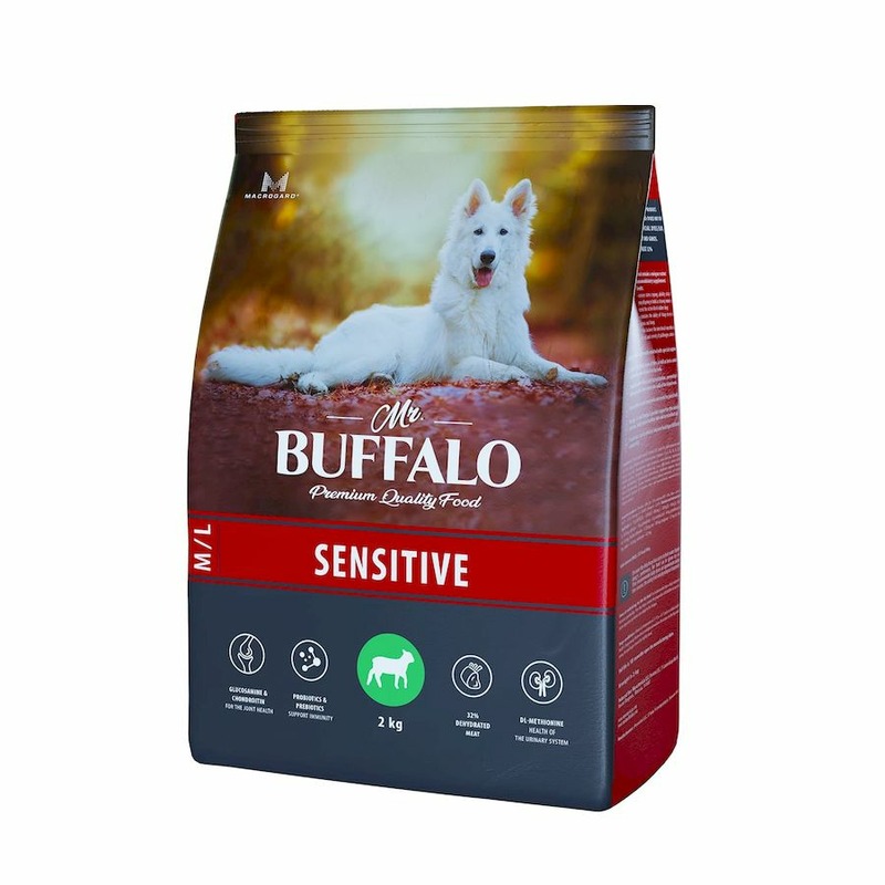 Mr. Buffalo Sensitive полнорационный сухой корм для собак с чувствительным пищеварением, с ягненком - 2 кг