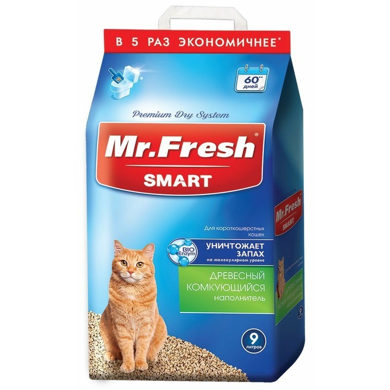 Mr.Fresh Smart наполнитель для короткошерстных кошек, 9 л, 4,2 кг