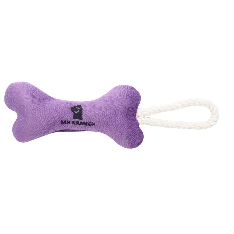Mr.Kranch игрушка для собак мелких и средних пород, косточка с канатом, фиолетовая - 31х9х4 см