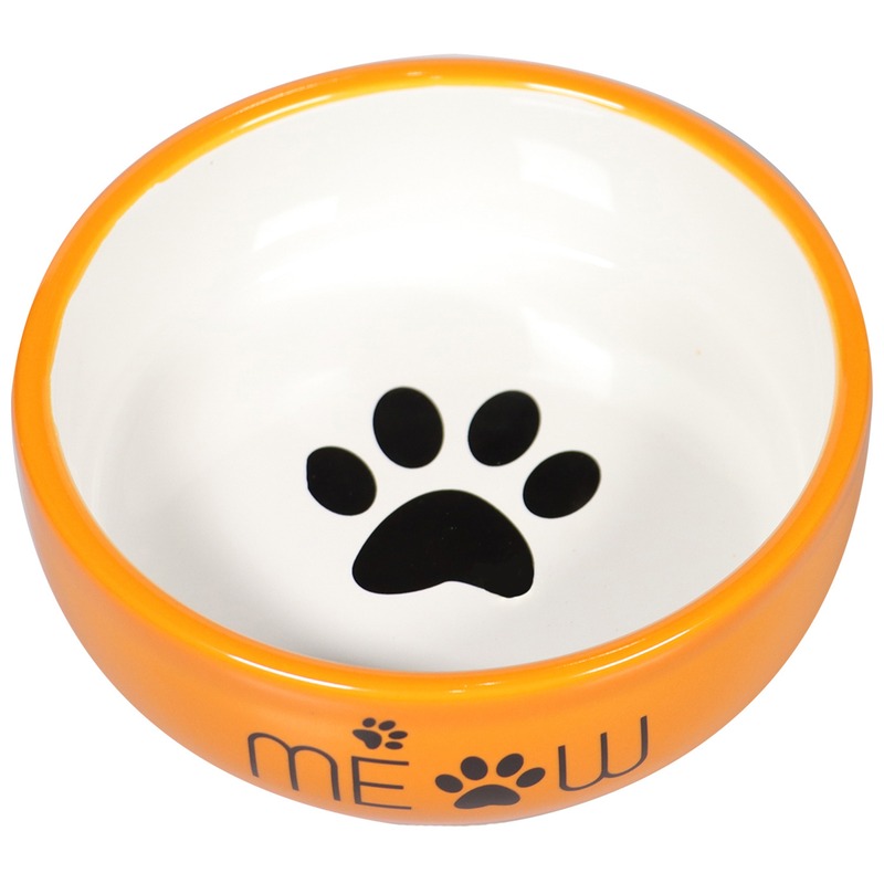 Mr.Kranch Meow миска для кошек, керамическая, оранжевая - 380 мл керамикарт миска керамическая для кошек с рисунком оранжевая 140 мл