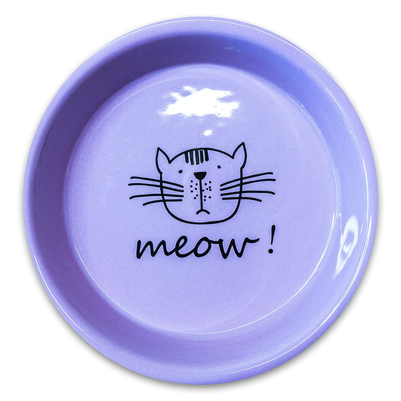 Mr.Kranch Meow миска для кошек, керамическая, сиреневая - 200 мл