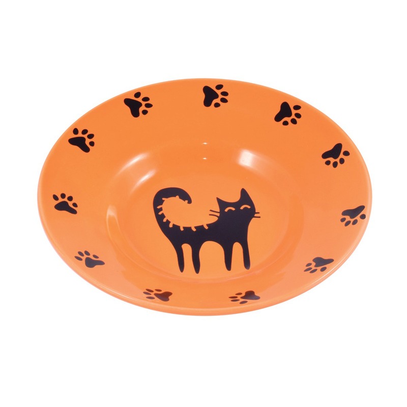 цена Mr.Kranch миска-блюдце для кошек, керамическая, оранжевая - 140 мл