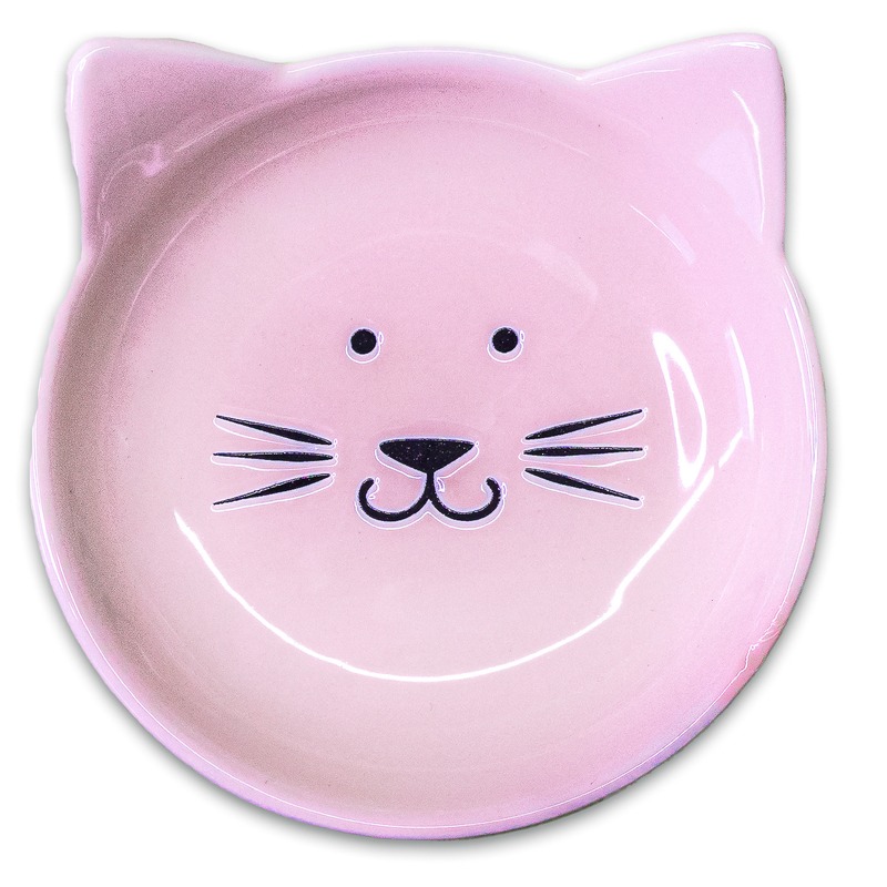 Mr.Kranch миска-блюдце для кошек \Мордочка\, керамическое, розовое - 80 мл