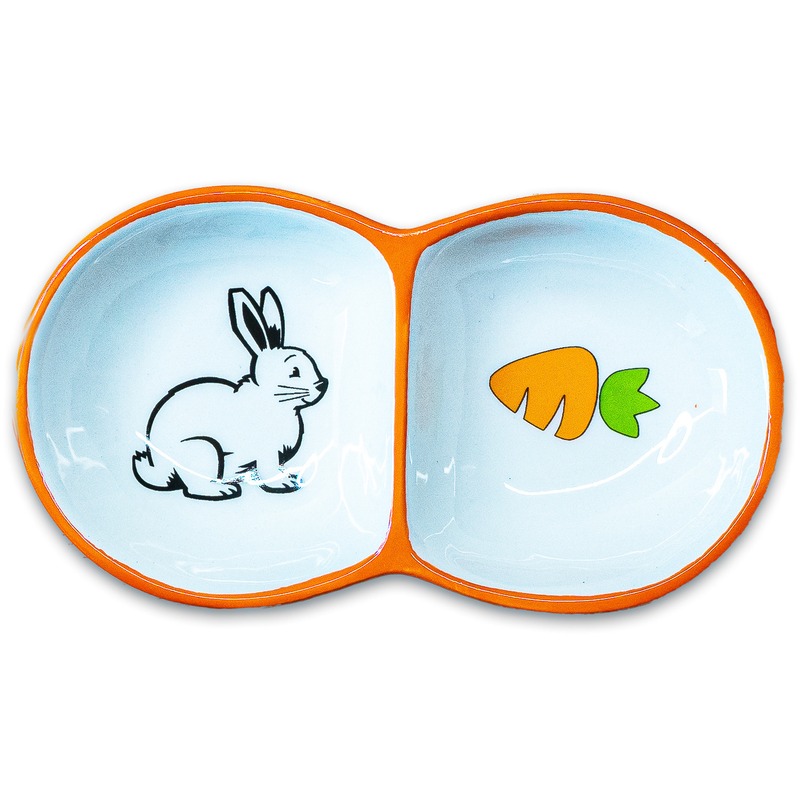 Mr.Kranch миска для грызунов, двойная, керамическая, оранжевая - 2х50 мл mr kranch миска для грызунов кролик керамическая белая 200 мл