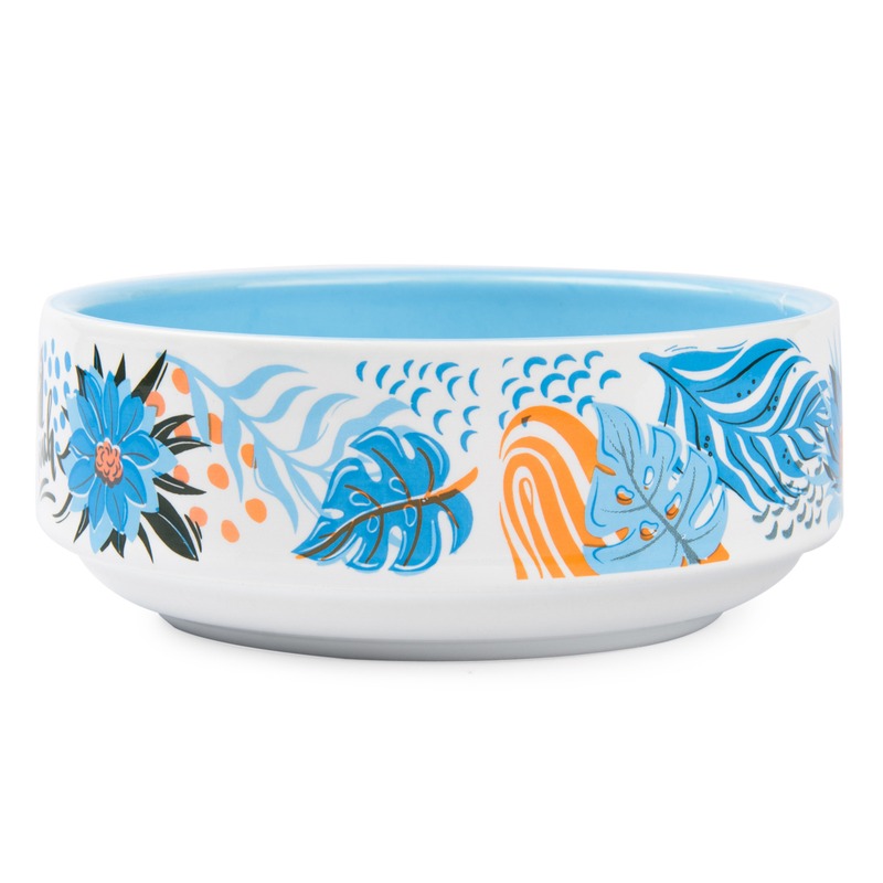 Mr.Kranch миска для собак и кошек \Тропики\, фарфор, голубая - 350 мл керамикарт миски на подставке для собак и кошек двойные оранжевые 2x290 мл