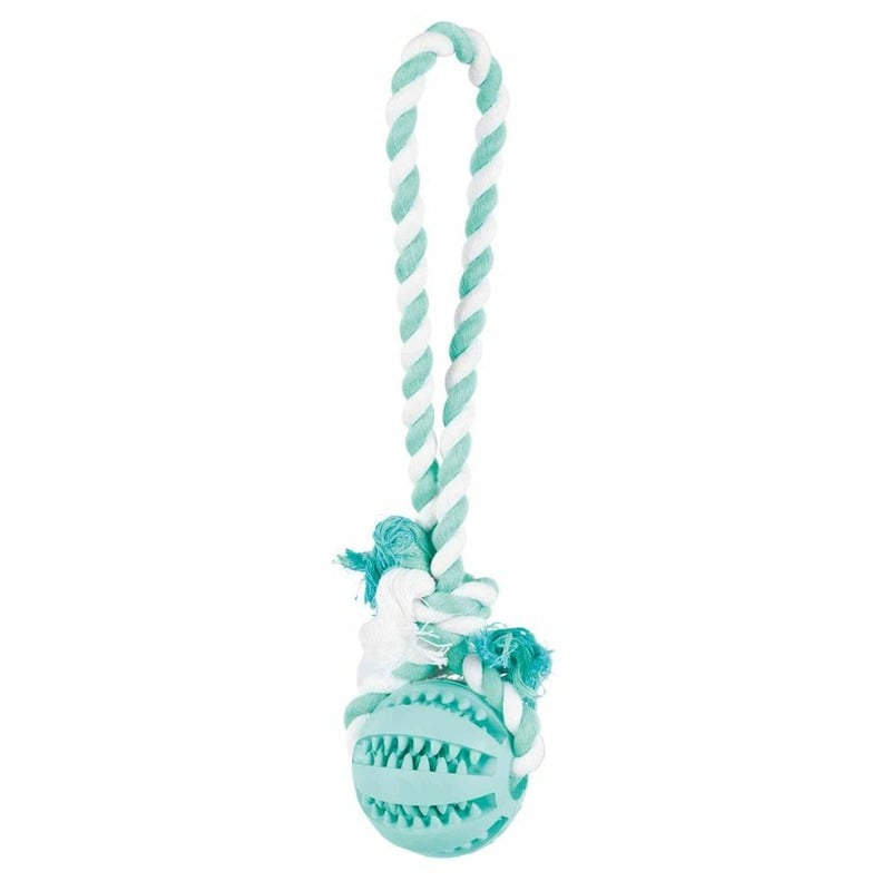Мяч Trixie DentaFun для собак на веревке Ф7 см/24 см резина/х/б игрушка для собак trixie мяч dentafun бейсбольный резина 11 5см