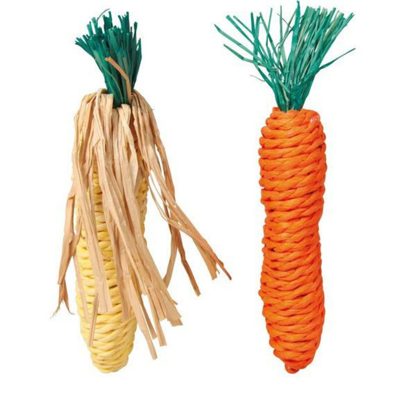 Набор игрушек Trixie для грызунов морковь и кукуруза 15 см из сизаля - 2 шт игрушка для грызунов trixie морковь и кукуруза из сизаля 15см