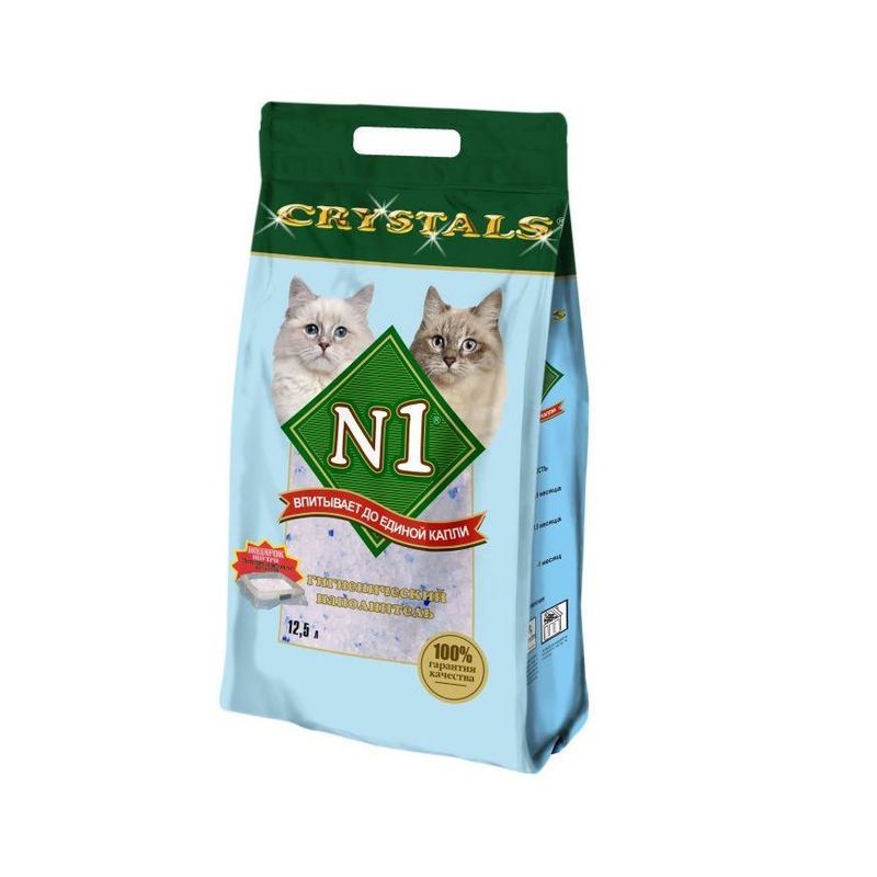 цена Наполнитель N1 Crystals силикагелевый для кошачьего туалета 12,5 л