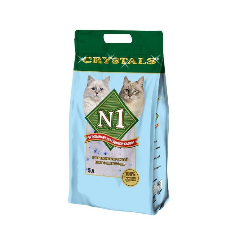 Наполнитель N1 Crystals силикагелевый для кошачьего туалета 5 л гигиенический наполнитель силикагелевый crystals crystals 5 л