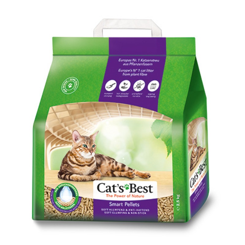 Наполнитель Cats Best Smart Pellets древесный комкующийся - 5 л - 2,5 кг наполнитель для кошачьего туалета древесный комкующийся для длинношерстных кошек