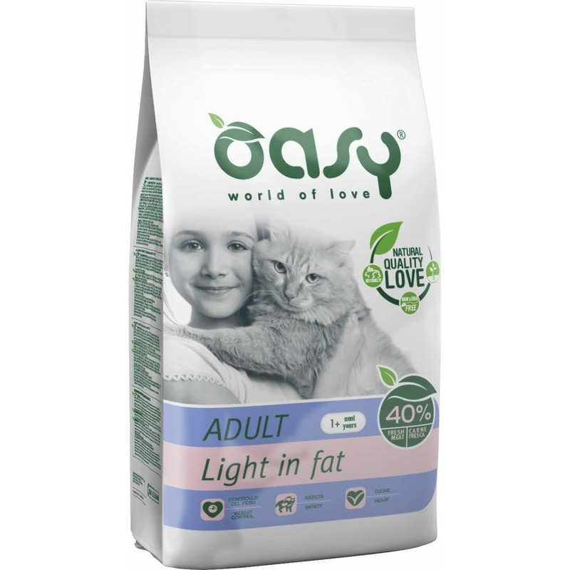 Oasy Dry Cat Adult Light in fat сухой корм для взрослых кошек склонных к ожирению с курицей happy dog supreme adult mini light для собак малых пород склонных к избыточному весу 1 кг