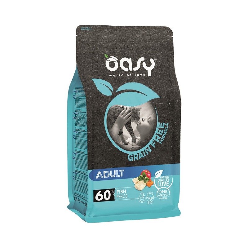 Oasy Dry Cat Grain Free Adult сухой корм для взрослых кошек беззерновой с рыбой - 1,5 кг