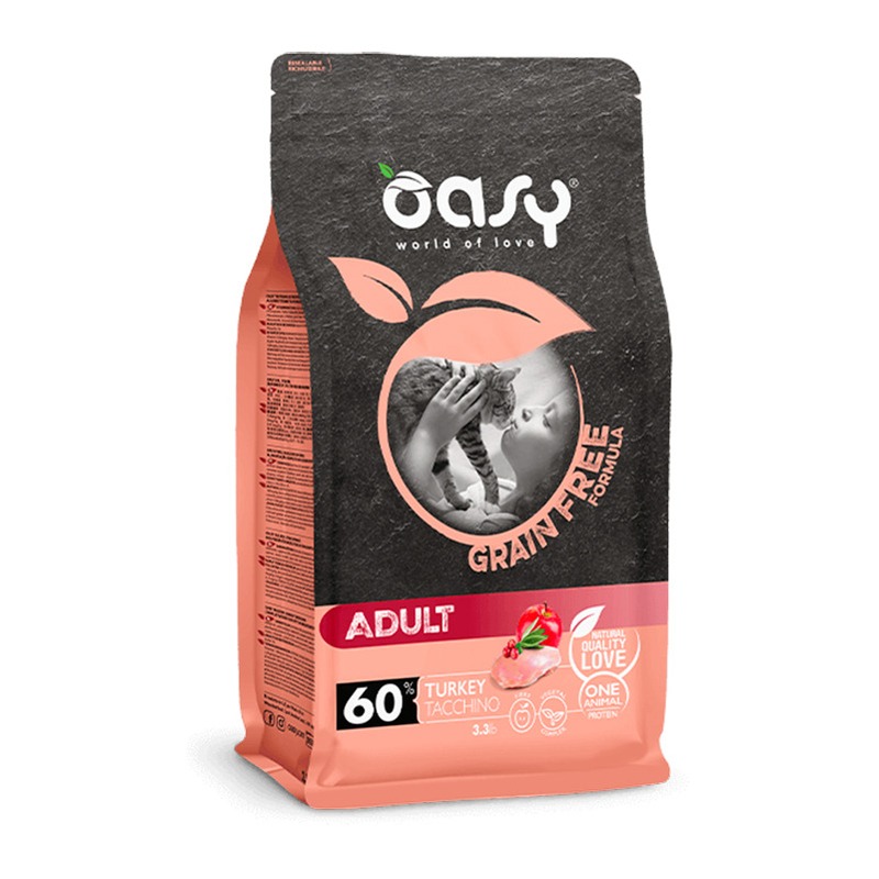 Oasy Dry Cat Grain Free Adult Turkey сухой корм для взрослых кошек беззерновой с индейкой - 1,5 кг