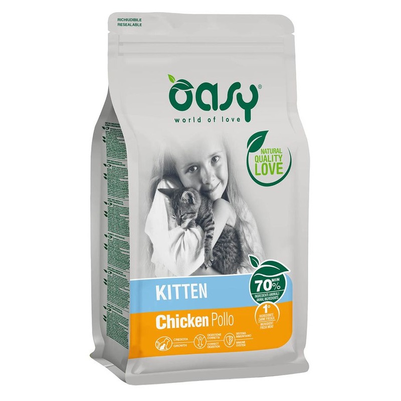 Oasy Dry Cat сухой корм для котят с курицей oasy dry cat grain free сухой корм для котят беременных и кормящих кошек беззерновой с рыбой 1 5 кг