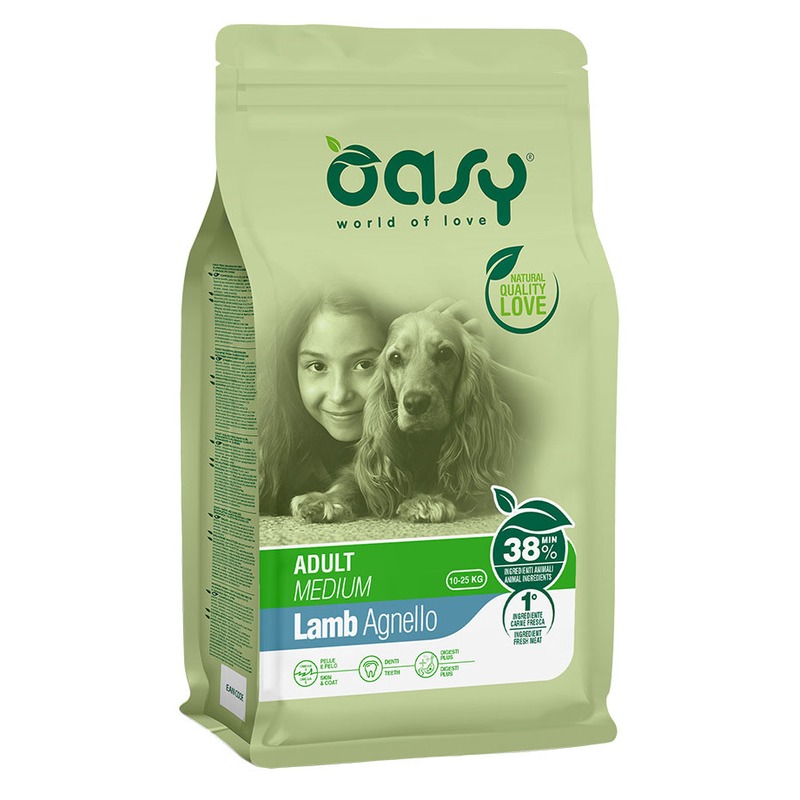 Oasy Dry Dog Adult Medium сухой корм для взрослых собак средних пород с ягненком - 3 кг 37325