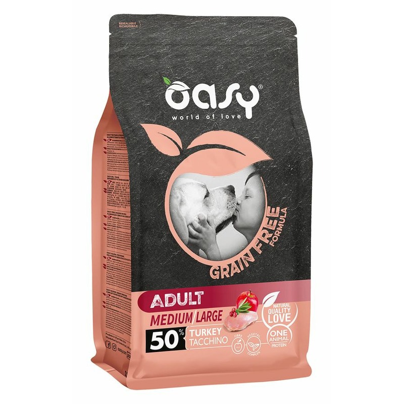 Oasy Dry Grain Free Medium/Large Breed Professional сухой корм для взрослых собак средних и крупных пород беззерновой с индейкой