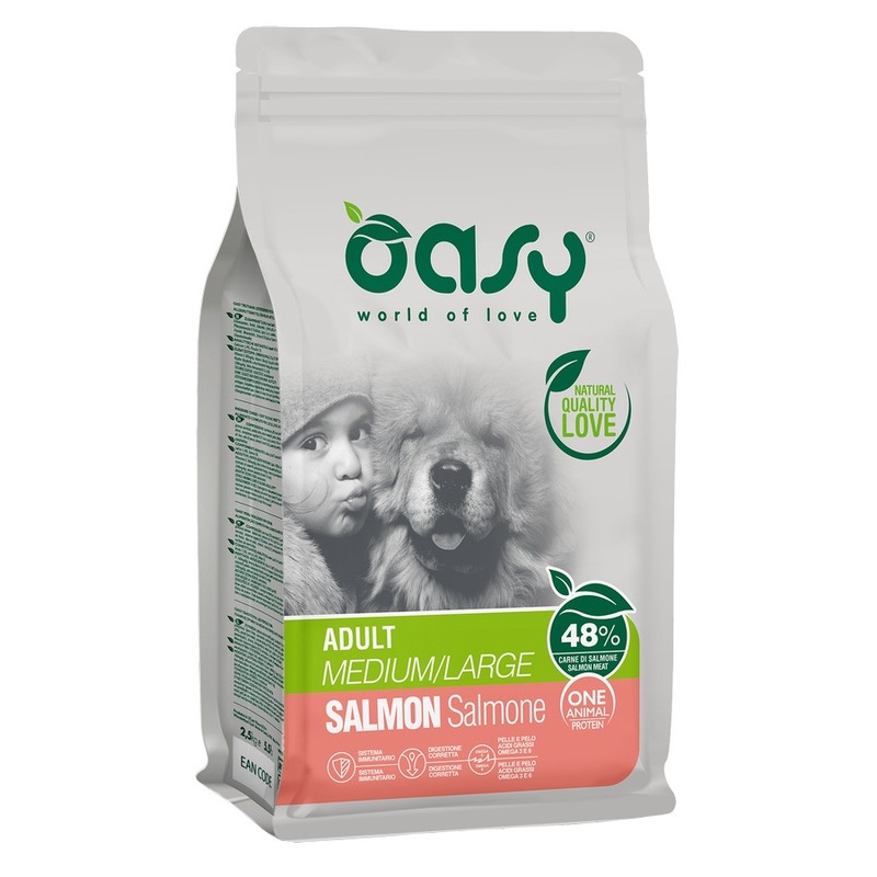 Oasy Dry OAP Medium/Large Breed Professional Монопротеин сухой корм для взрослых собак средних и крупных пород с лососем цена и фото