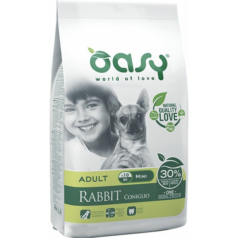 Oasy Dry Dog OAP Adult Small Монопротеин сухой корм для взрослых собак мелких пород c кроликом - 800 г