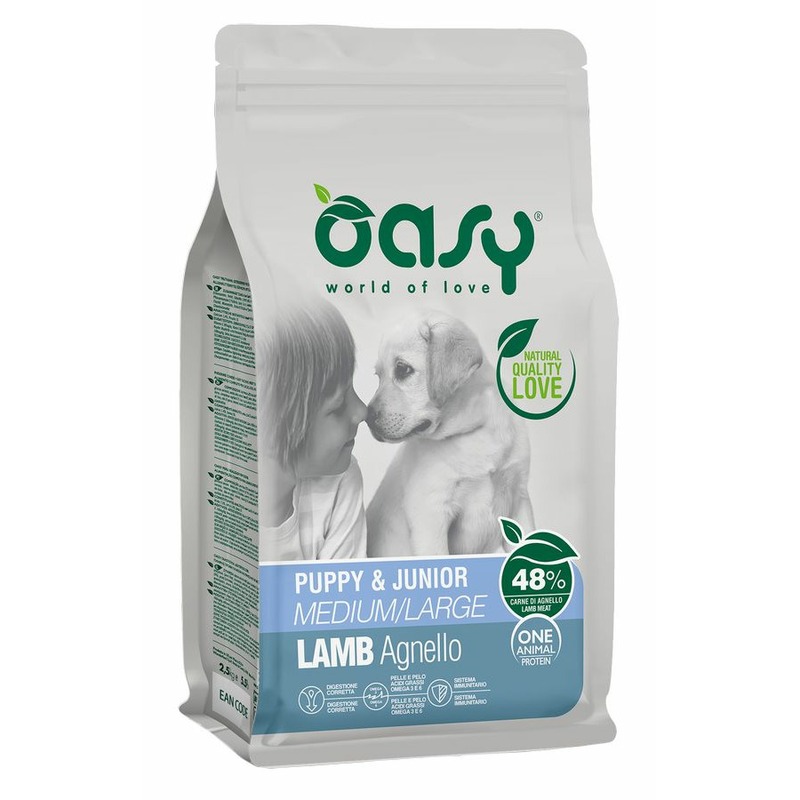 Oasy Dry OAP Puppy & Junior Medium / Large Breed Professional Монопротеин сухой корм для щенков и юниоров средних и крупных пород с ягненком