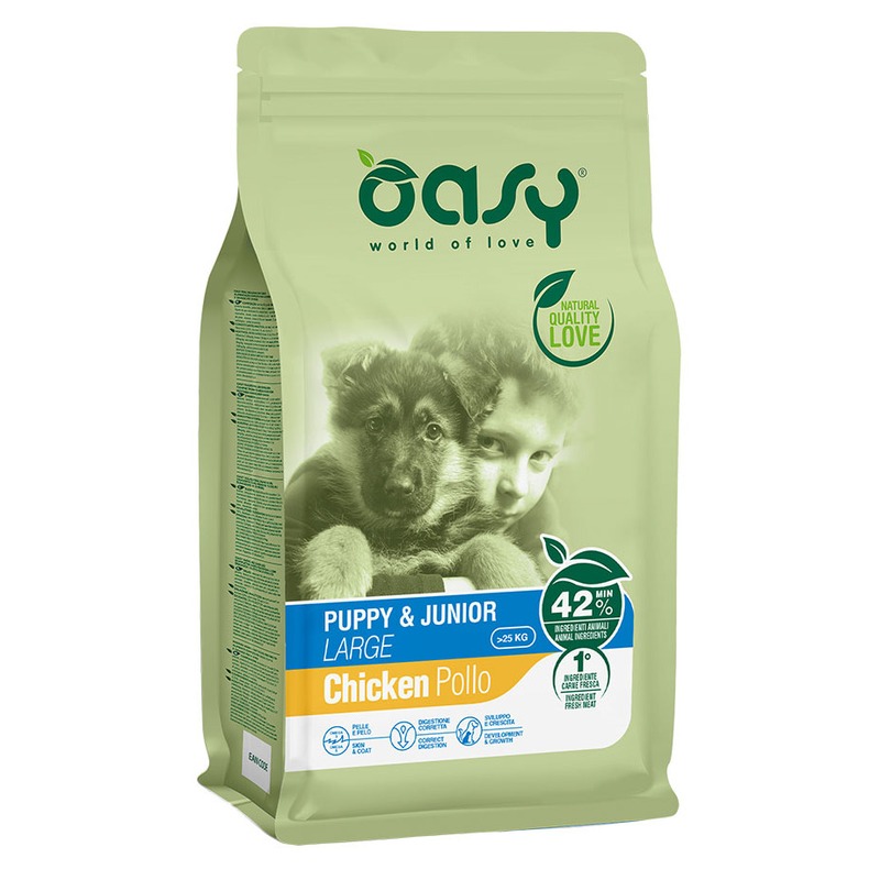 Oasy Dry Puppy & Junior Large Breed Professional сухой корм для щенков и юниоров крупных пород с курицей - 12 кг цена и фото