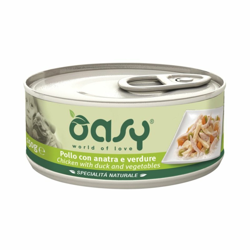 Oasy Wet Dog Specialita Naturali Chicken Duck Vegetables влажный корм для взрослых собак, дополнительное питание с курицей, уткой и овощами, в консервах - 150 г 39589