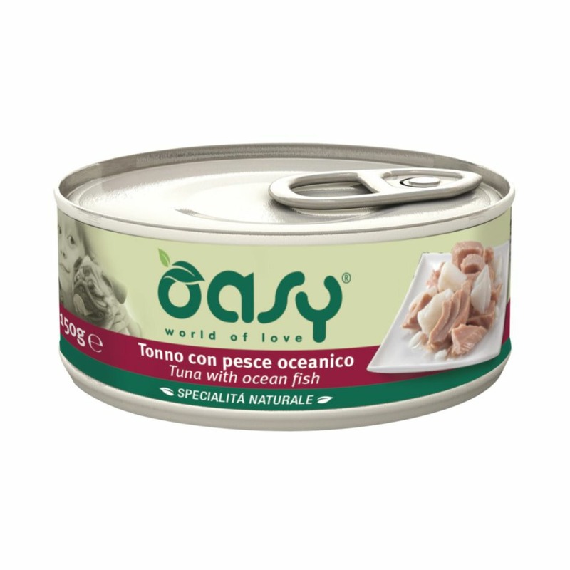 Oasy Wet Dog Specialita Naturali Tuna Ocean Fish влажный корм для взрослых собак, дополнительное питание с тунцом, в консервах - 150 г