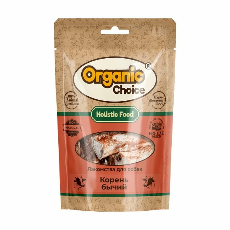 Organic Сhoice лакомство для собак, корень бычий - 65 г organic сhoice лакомство для собак сухожилия говяжьи 60 г