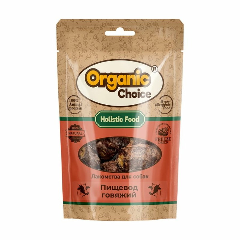Organic Сhoice лакомство для собак, пищевод говяжий - 32 г organic сhoice лакомство для собак носики говяжьи 55 г