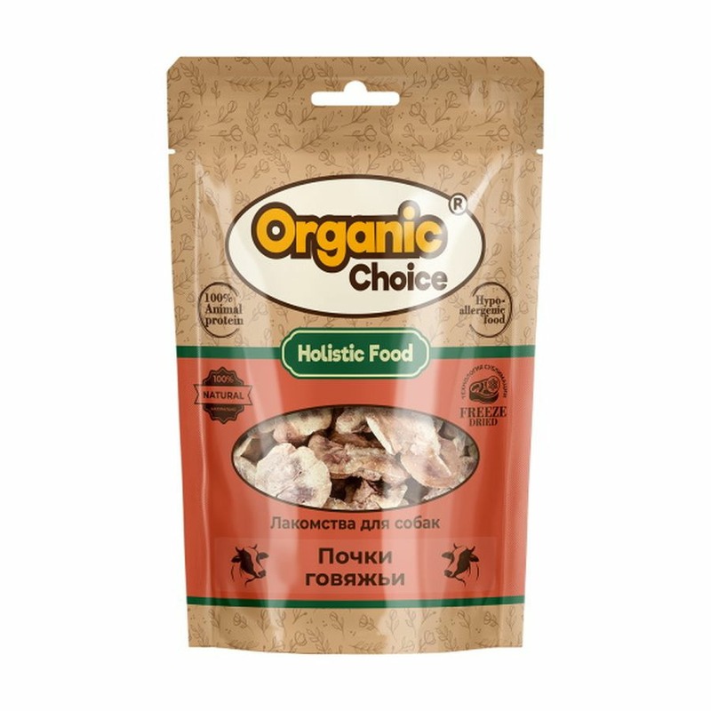 Organic Сhoice лакомство для собак, почки говяжьи - 60 г organic сhoice лакомство для собак пищевод говяжий 32 г