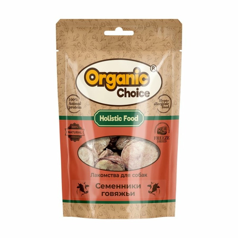Organic Сhoice лакомство для собак, семенники говяжьи - 43 г organic сhoice лакомство для собак носики говяжьи 55 г
