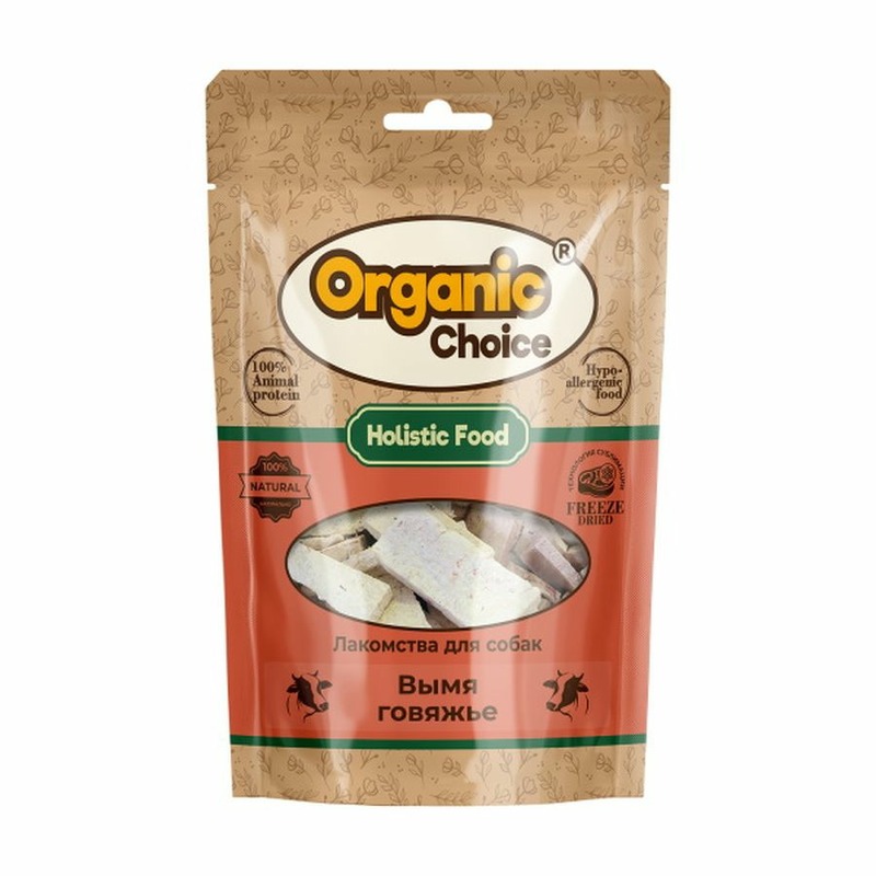 Organic Сhoice лакомство для собак, вымя говяжье - 60 г 55044