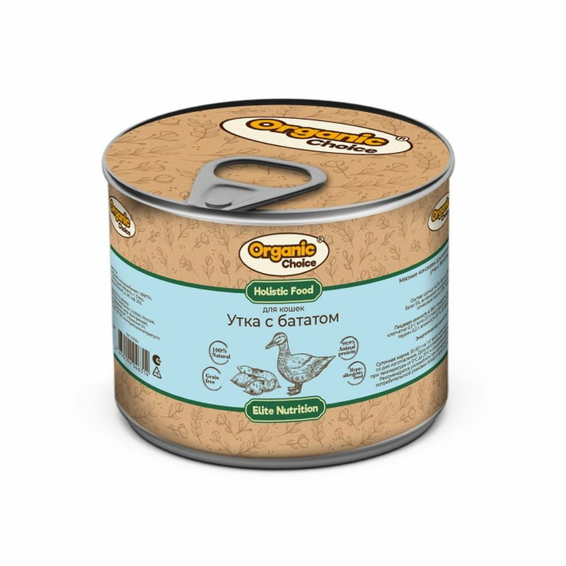 Organic Сhoice влажный корм для кошек, с уткой и бататом, в консервах - 240 г organic сhoice влажный корм для кошек с уткой и бататом в соусе в паучах 85 г