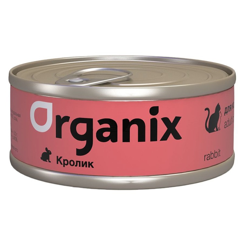 Organix влажный корм для кошек, с кроликом, в консервах - 100 г повседневный супер премиум Россия 1 уп. х 24 шт. х 2.4 кг 22955 - фото 1
