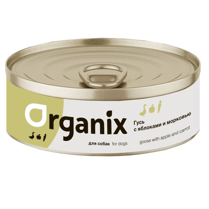 Organix влажный корм для собак, с фрикасе из гуся, яблоками и морковкой, в консервах - 100 г повседневный супер премиум Россия 1 уп. х 24 шт. х 2.4 кг 42913 - фото 1