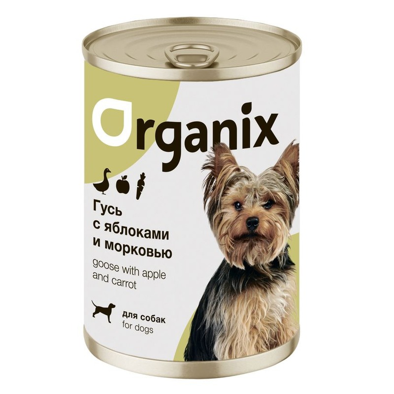 Organix влажный корм для собак, с фрикасе из гуся, яблоками и морковкой, в консервах - 400 г повседневный супер премиум Россия 1 уп. х 9 шт. х 3.6 кг 42914 - фото 1