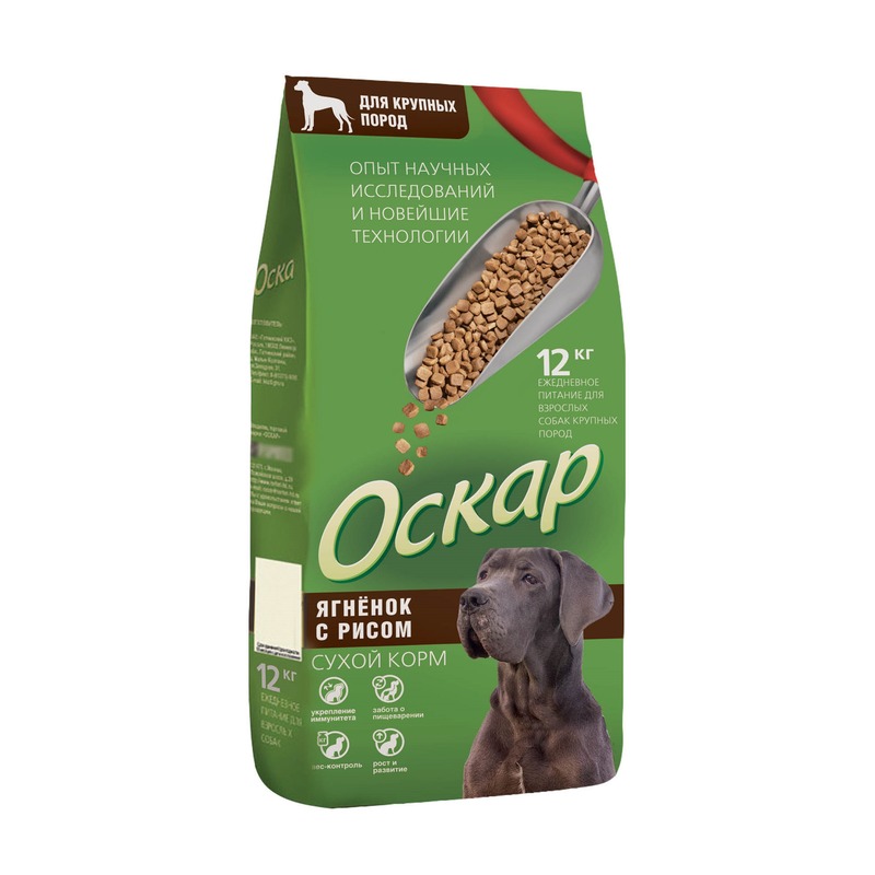 Оскар сухой корм для собак крупных пород, с ягненком и рисом - 12 кг оскар за отменный аппетит