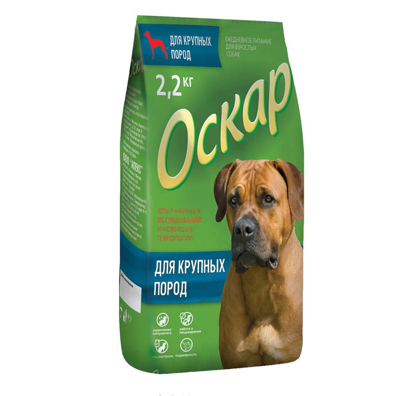 Оскар сухой корм для собак крупных пород, с говядиной - 2,2 кг