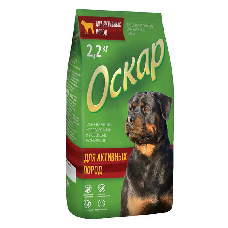 Оскар сухой корм для собак с высокой активностью, с говядиной - 2,2 кг