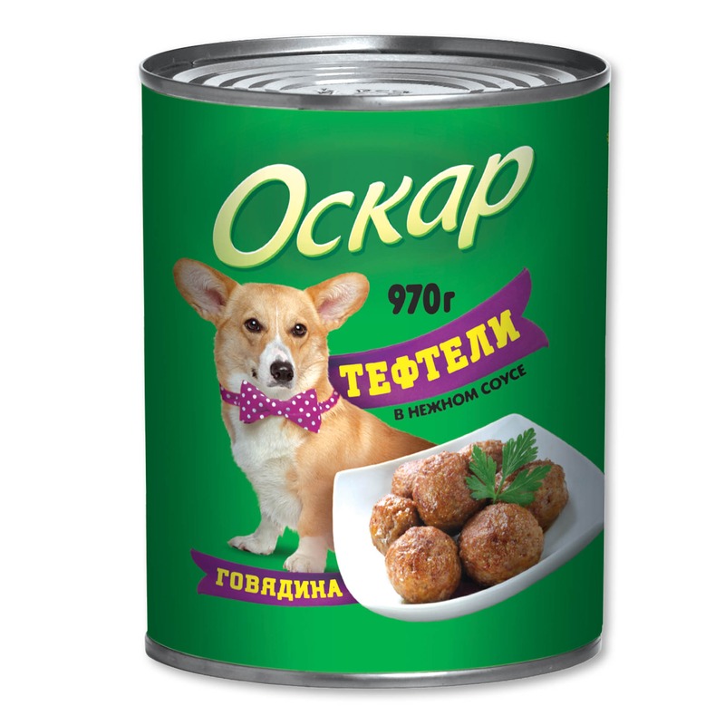 Оскар влажный корм для собак, с говядиной, тефтелями в соусе, в консервах - 970 г clan classic влажный корм для собак с кроликом кусочки с соусе в консервах 970 г
