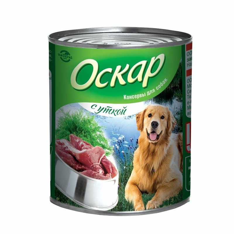 цена Оскар влажный корм для собак, фарш из утки, в консервах - 750 г