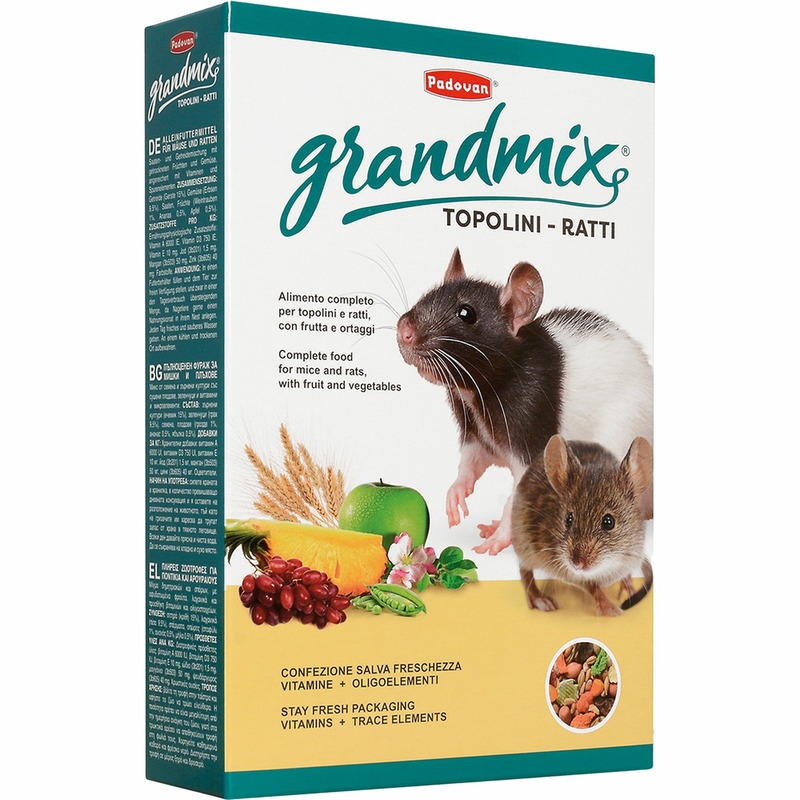 Padovan Grandmix Topolini E Ratti корм комплексный/основной для взрослых мышей и крыс 400 г смесь из орехов и бобов nikbionut с сушеными овощами москва 150 г