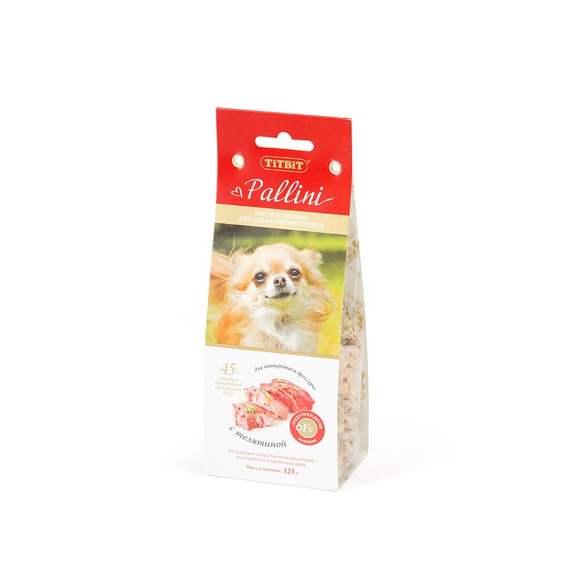 цена Titbit печенье Pallini с телятиной (125г)